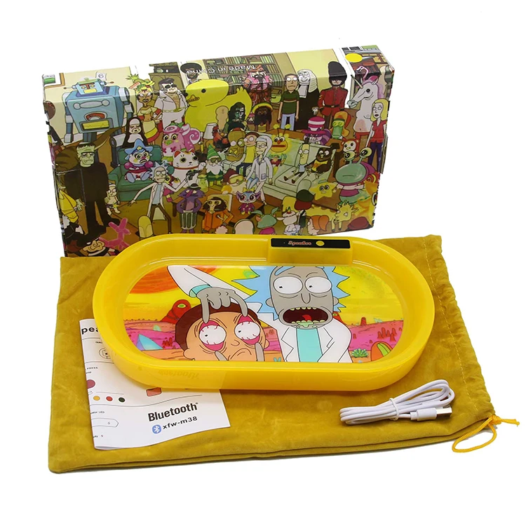 
Wholesale New comic Sound System Good quality Speaker Glowing Light Up flash LED Rolling Tray Custom Design Weed with voice control 