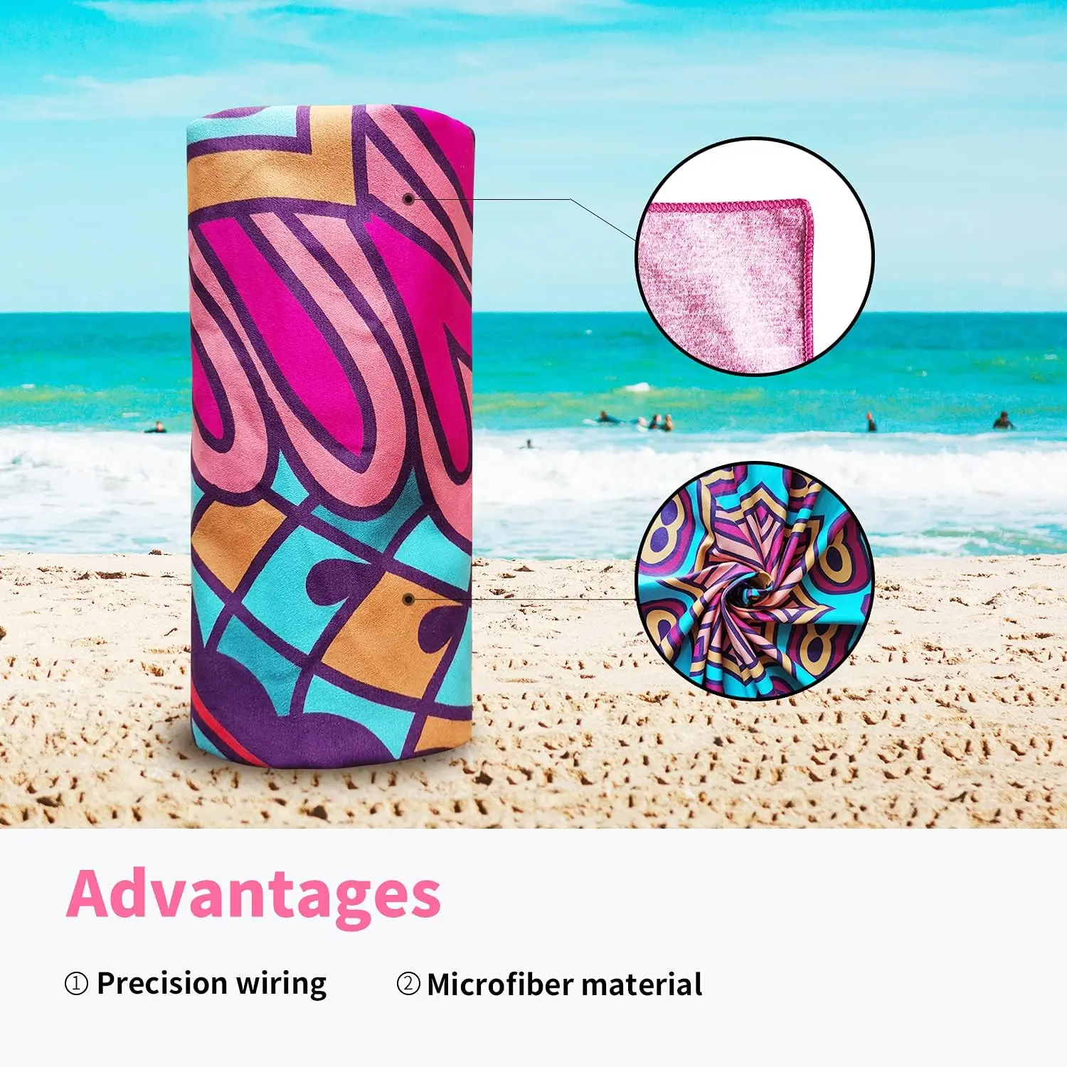 Custom Quick Dry Microfiber Waffle Beach Towel Sand Free Swimming Beach Towel