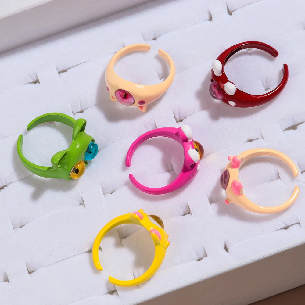 Latest Products Fashion One Glance Cute Little Monster Multi-Color Ring Customized Alloy Rings For Unisex
