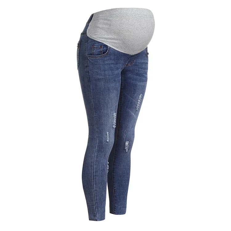 Wholesale High Quality Maternity Clothes New Design Women Destroy Ripped Stretchy High Waist Jeans