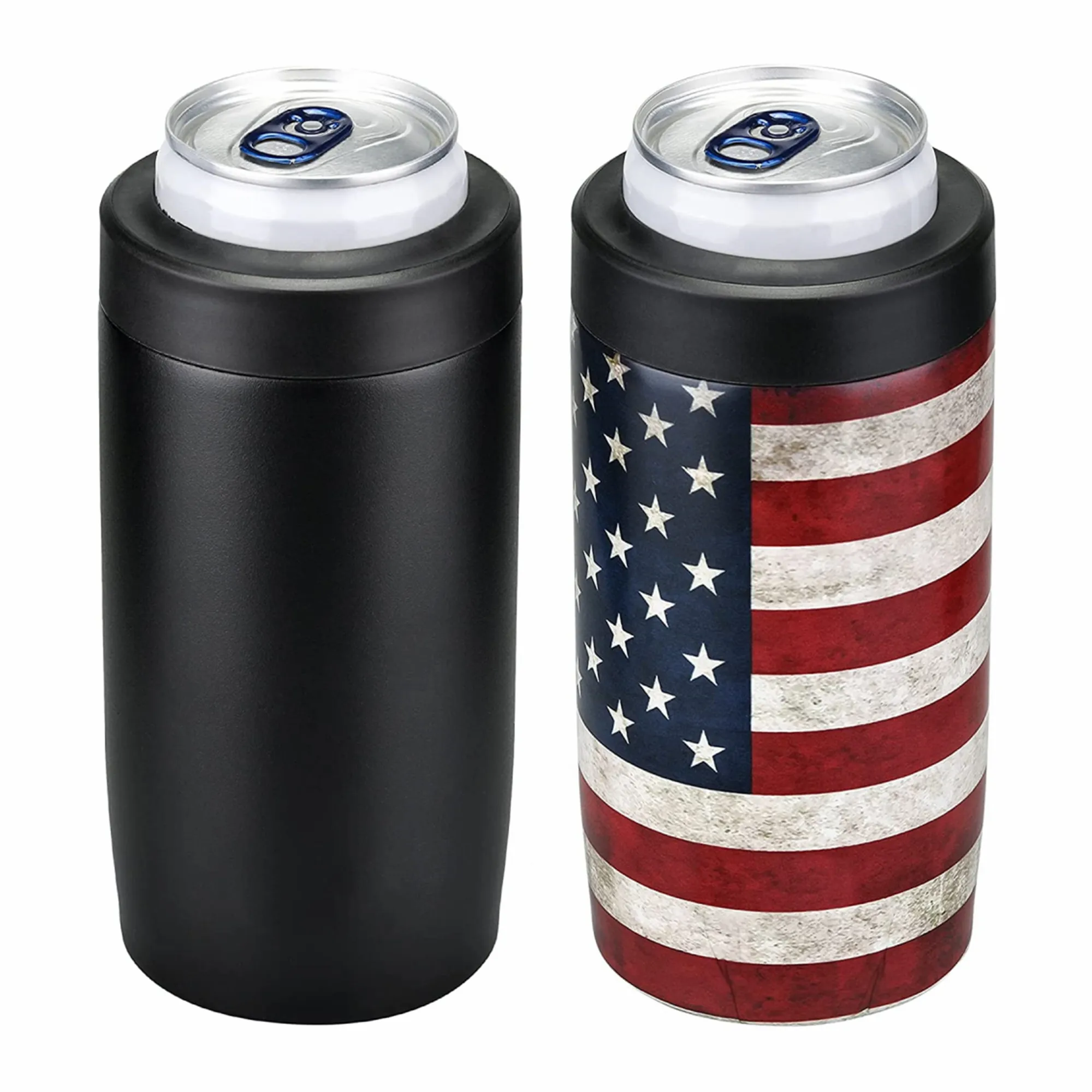 4 in 1 Universal Can Cooler Double walled Stainless Steel Insulated Beer Bottle Can Insulator Sleeve Holder for 355ml