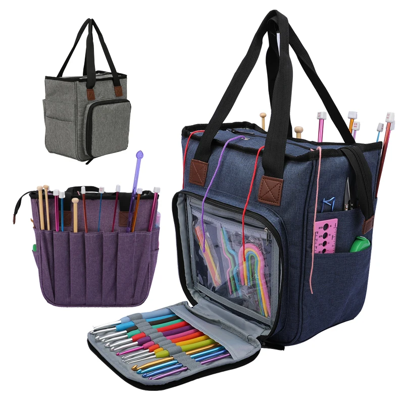 Wholesale Yarn Storage Bag Carrying Projects Knitting Needles Crochet Hooks Other Accessories Yarn Organizer Knitting Tote Bag