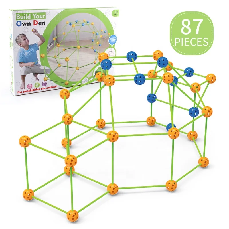  Kids Construction Fort DIY Building Castles Tunnels Tents Kit Assemble 3D Play House Toys for
