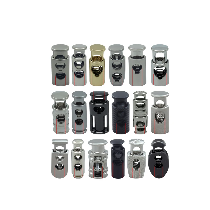 Customize zinc alloy 25mm cord lock 20 mm end cap buckle 2 holes toggle extension cords with two female ends