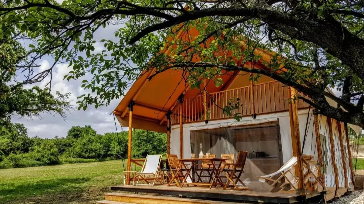 Outdoor luxury resort hotel loft safari tent house double-layer glamping tent