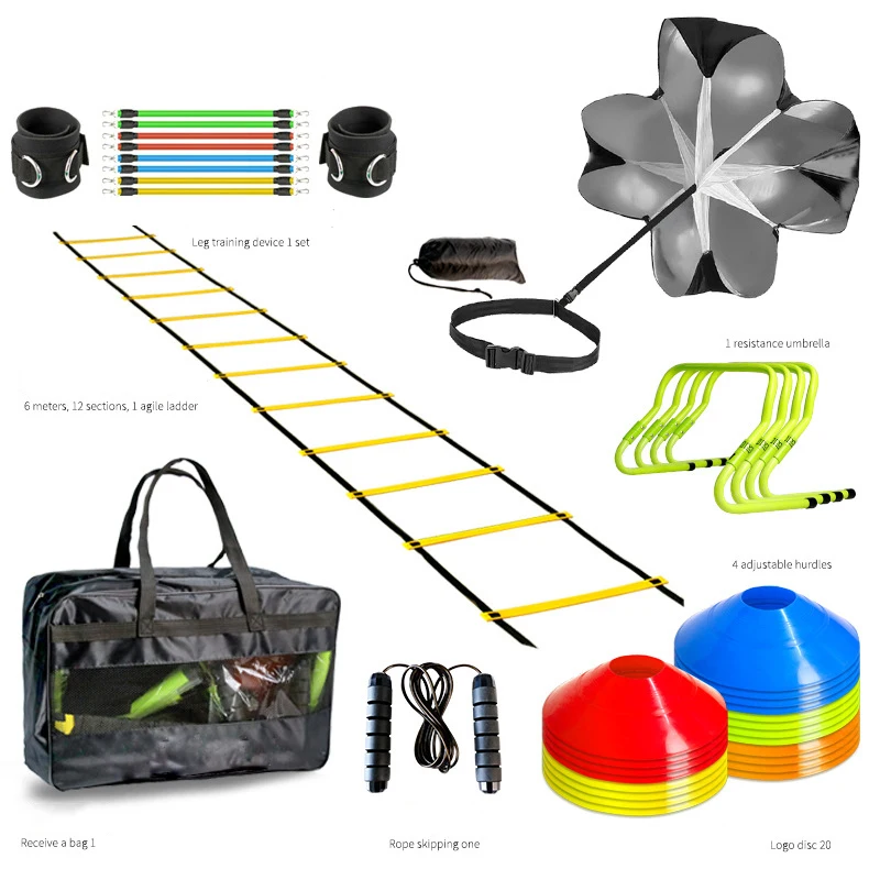 Custom Speed Soccer Football Agility Ladder Agility Equipment Training Set Cones Hurdles Parachute
