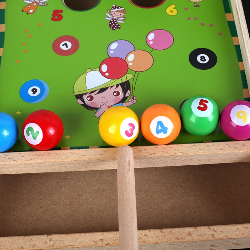 
Woode Billiards Game Wooden Billiards Board Game Matching Toys Parent-Kids Interactive Games Balls Sticks Educational Gifts <span style=