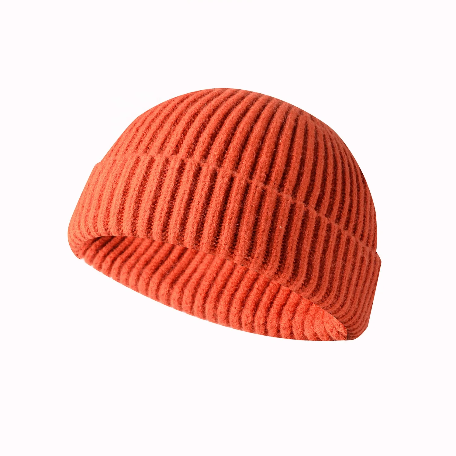 Custom Knit Cuffed Wool Slouchy Beanie,Streetwear Private Woven Label Logo Beanies,Fisherman Skull Hats Winter Cap