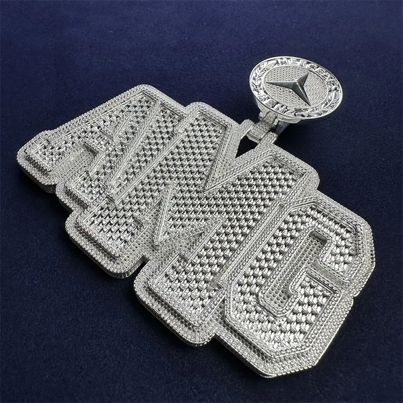Iced out moissanite custom logo pendant Sterling silver 925 jewelry perfect polishing well craftmanship