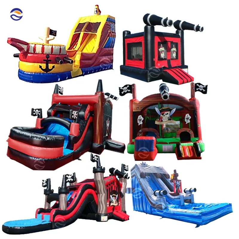 Пиратский корабль лодка надувной батут водная горка батут замок прыгающий дом