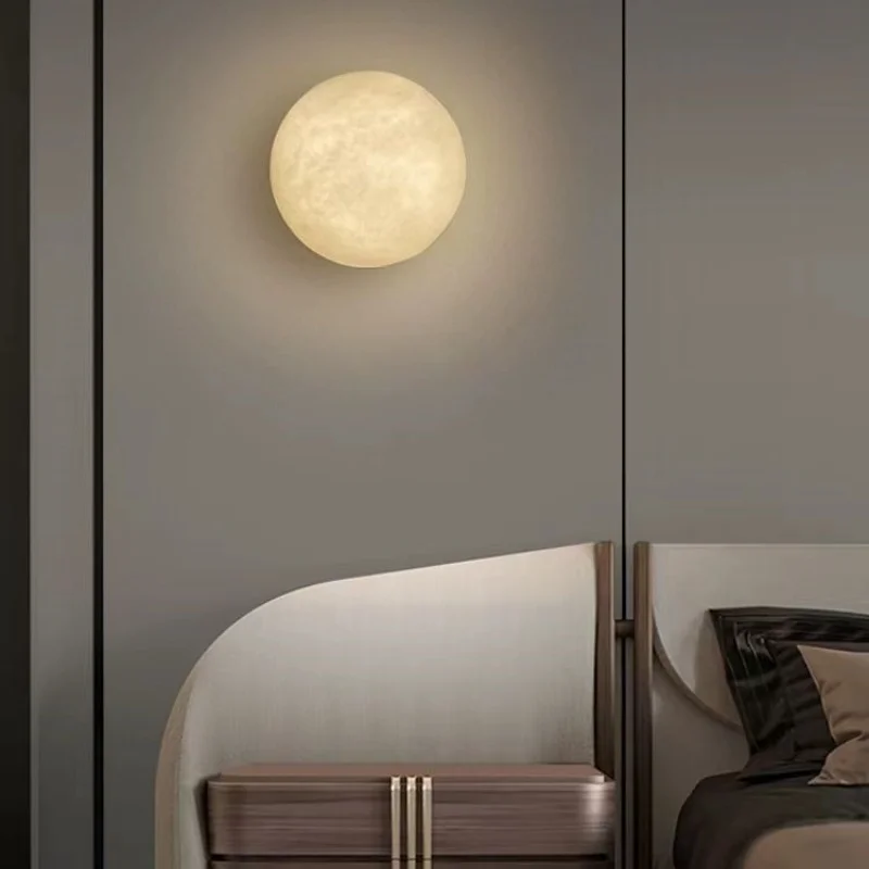 Simplicity Globe Alabaster LED Wall Light  for Bedroom Living Room Corridor Hallway Creative Marble Wall Lamp