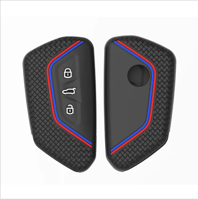  Силиконовый чехол для ключа автомобиля VW Volkswagen Golf 8 Mk8 2020 Skoda 3 кнопки смарт-Брелок дистанционного управления без держатель
