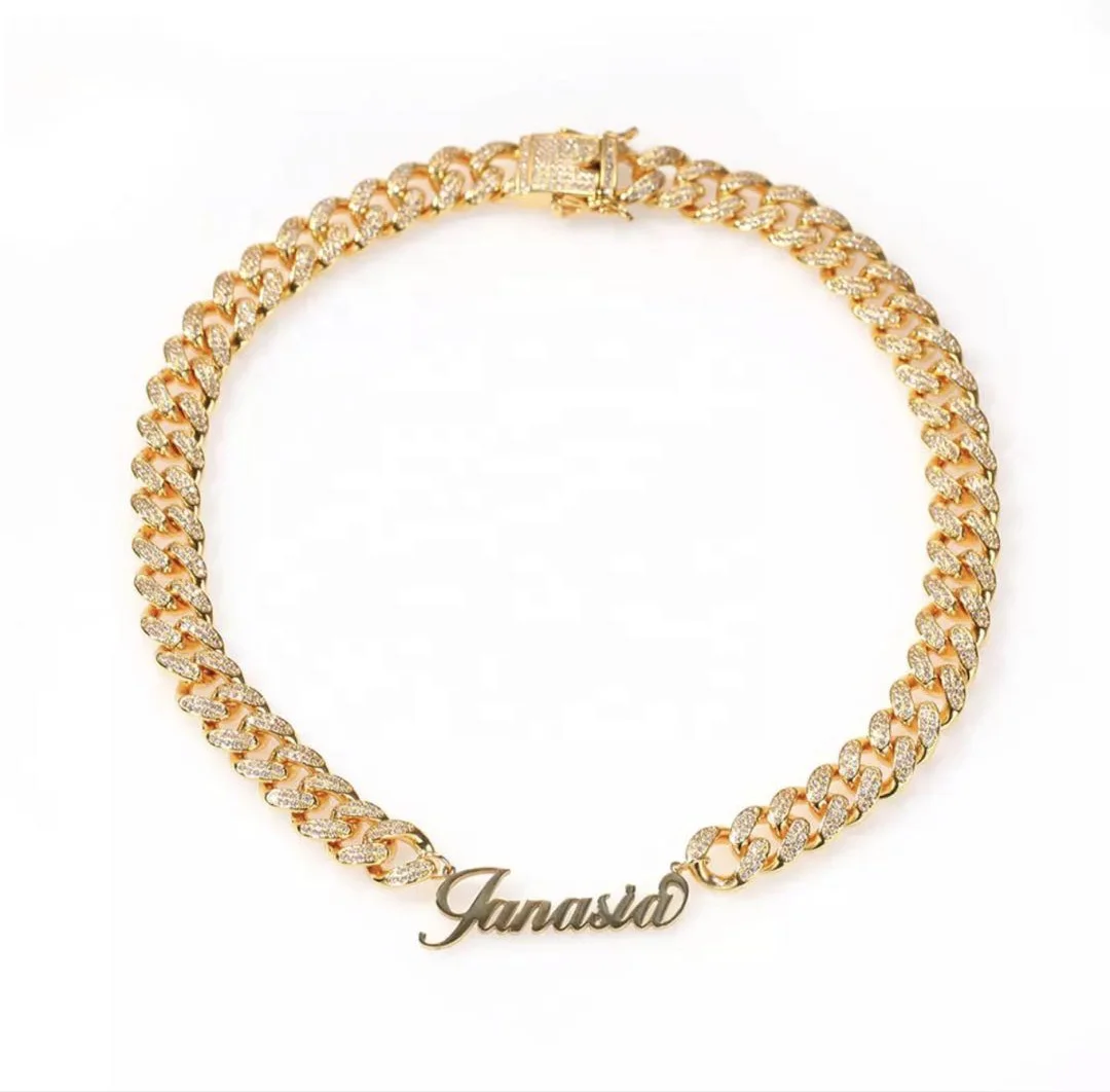 Jiushang хип-хоп кубинская цепь с буквенным знаком из циркония на заказ мужское ожерелье с кулоном