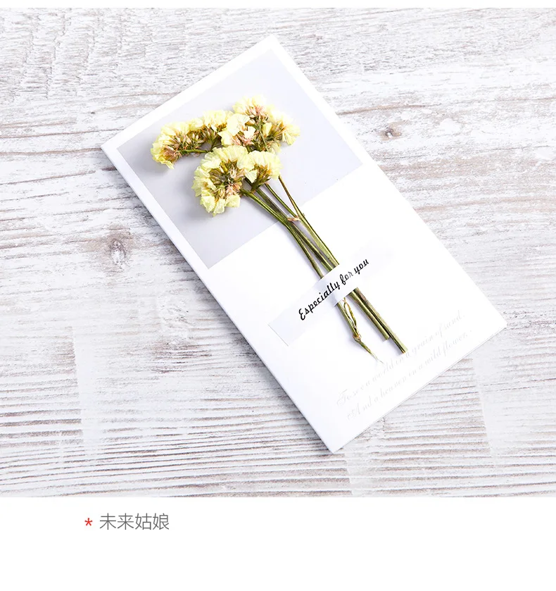 Factory Directly Dried Flowers Festival Teachers Day Invitation Fold Thank You Gift Paper Greeting Card