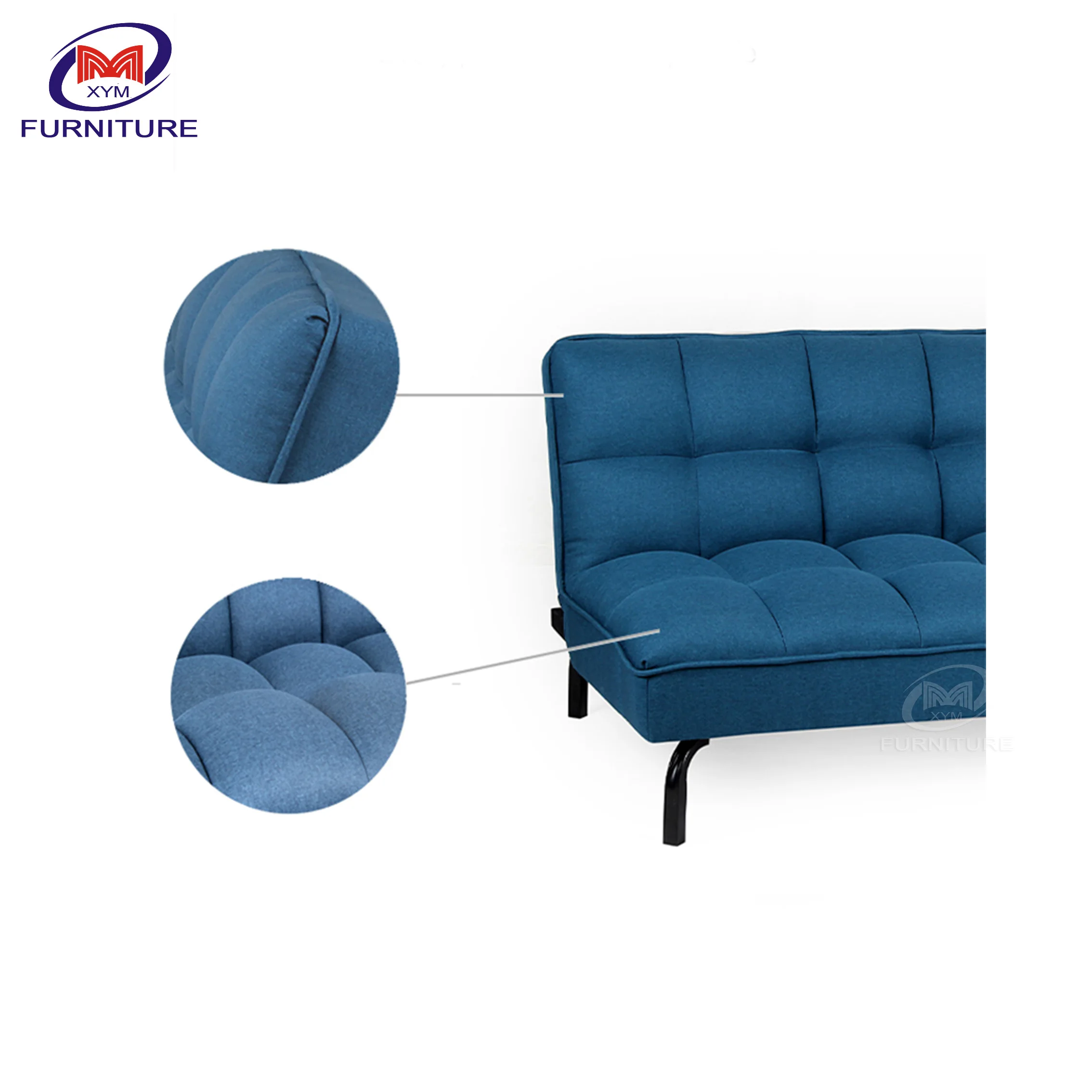 
Hotel Apartment House Inflatable Wooden Frame Blue Fabric Sofa Bed Folding Simple Type Living Room Sofa Bed 