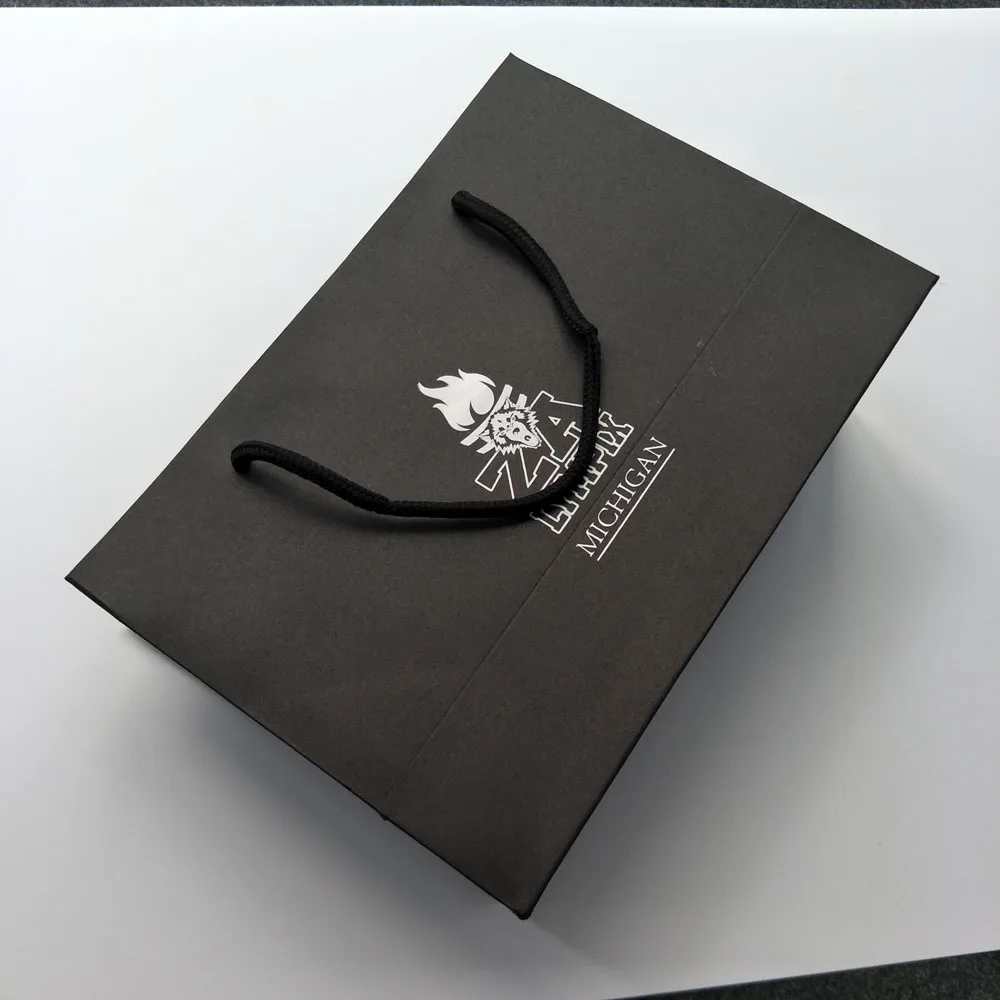 Custom print shopping paper bags with your own logo carrier black craft gift paper shopping bag with logo