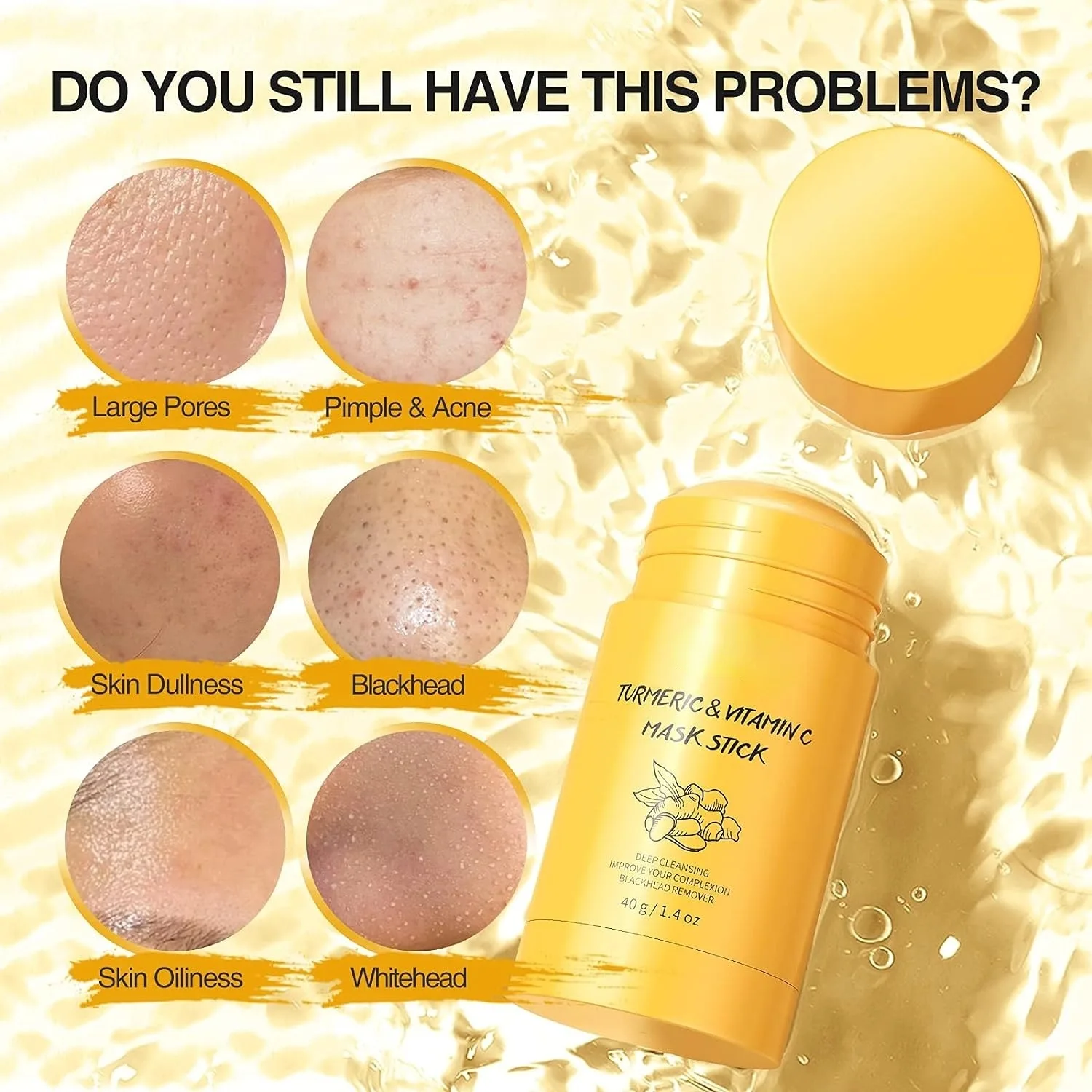 Turmeric Vitamin C Clay Face Mask Stick Set Oil Control and Balance Facial Mask Blackhead Remover Anti-Acne Treatment