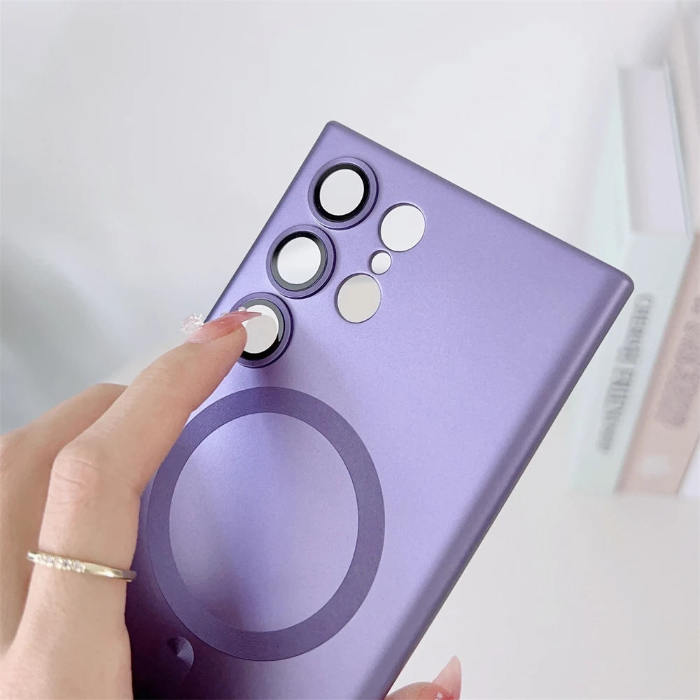 Wholesale Luxury Matte Magnetic Wireless Charger phone case for Samsung S23 Ultra S22 Plus S21 fundas Shockproof soft back cover
