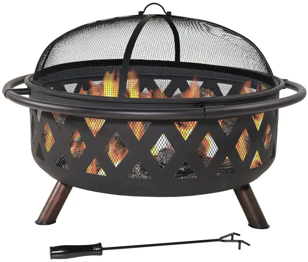 Outdoor Fire Pit 36 Inch Bonfire Wood Burning fire pit Patio Garden yard metal steel  bowl firepit portable  bbq fire pit
