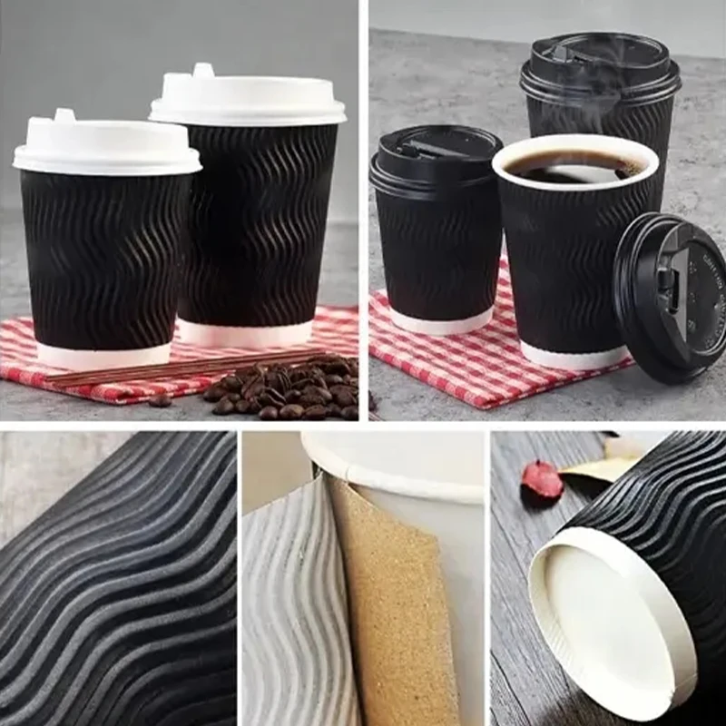 Custom wholesale single double ripple wall paper cup with logo disposable blue coffee cake tea papers cups with dome lids