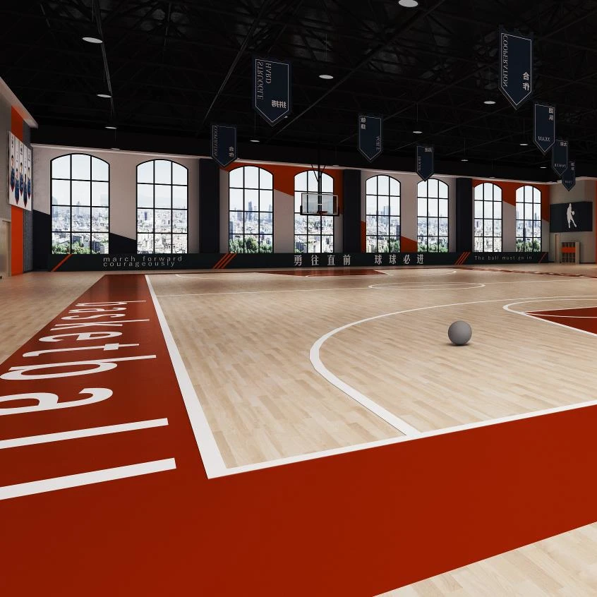 New design Wood grain color sports flooring tiles basketball flooring sport court 5-9mm vinyl sport flooring