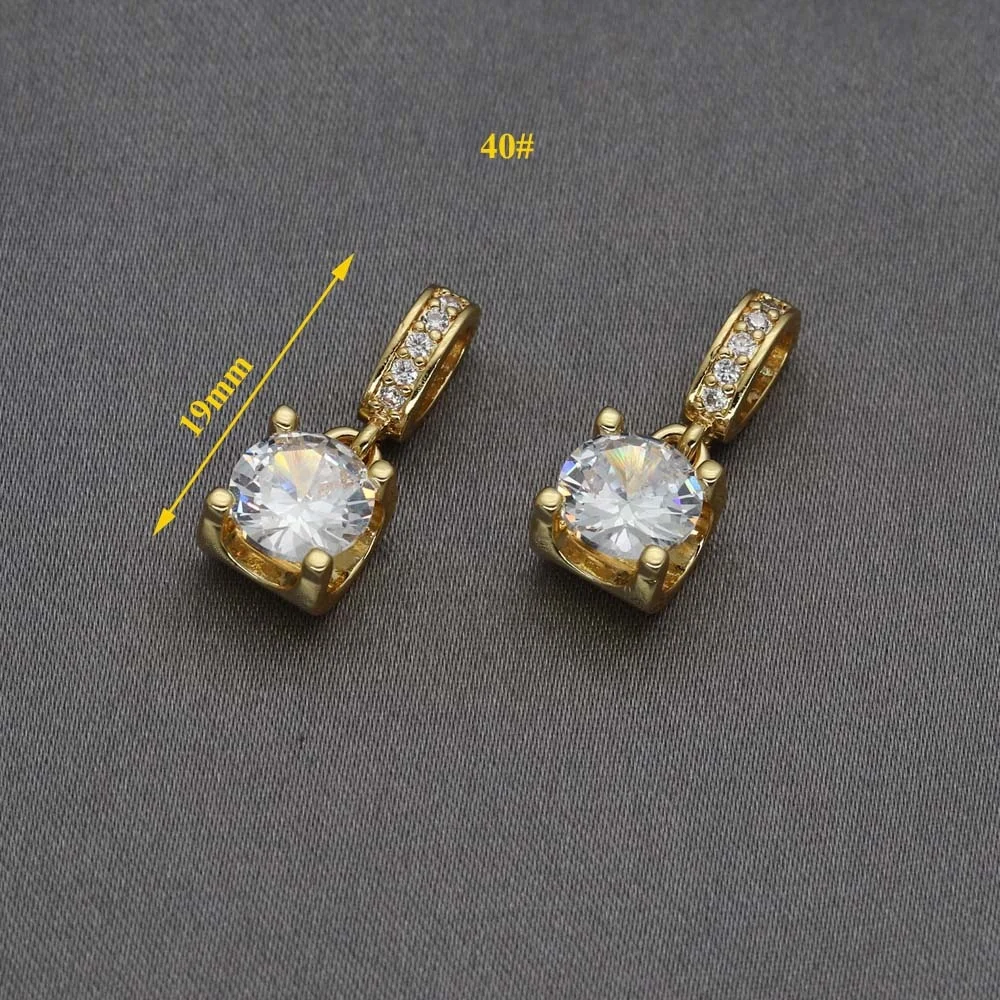BSCI audit brass jewelry gold plated CZ zirconia diamond necklace pendant 18K zircon pendant for necklace making
