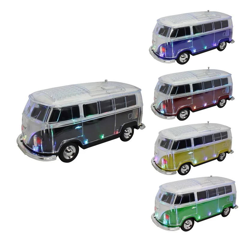 Unique Electronic Promotional Gift Bus Shaped Speaker Wireless Blue tooth LED Radio Speaker with TF USB FM AUX MP3 Player