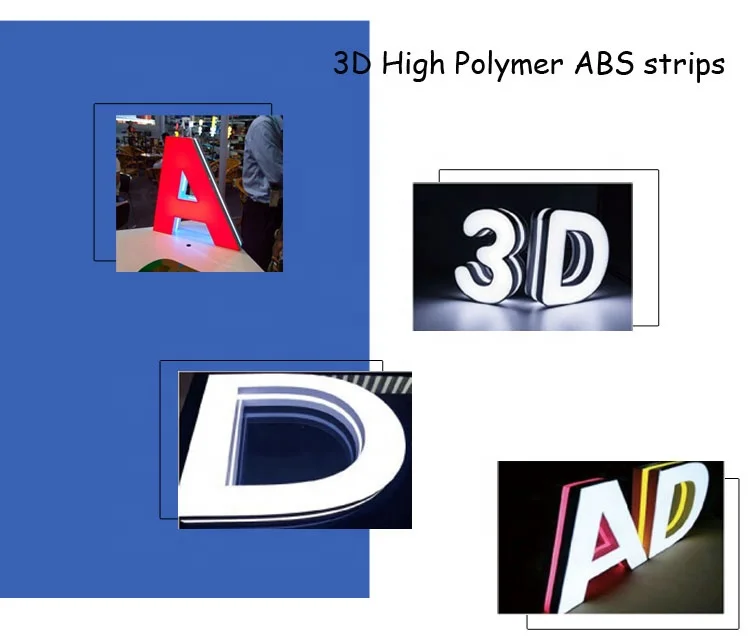 3D Advertising Signage Blue Color 4 5 6 7 8cm 1mm Thickness ABS Material