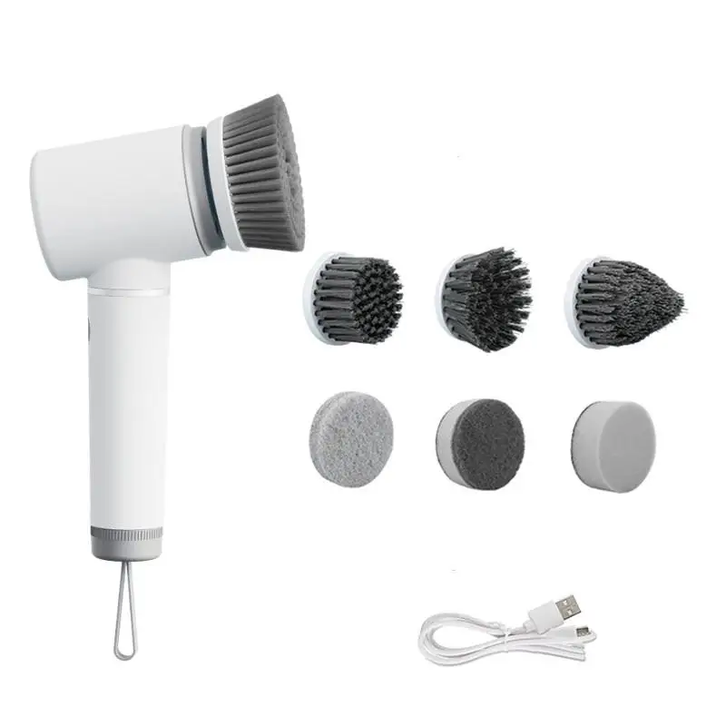 Custom Electric Spin Scrubber 6 In 1 Household Type -C Rechargeable 2000MA Cleaning Brush