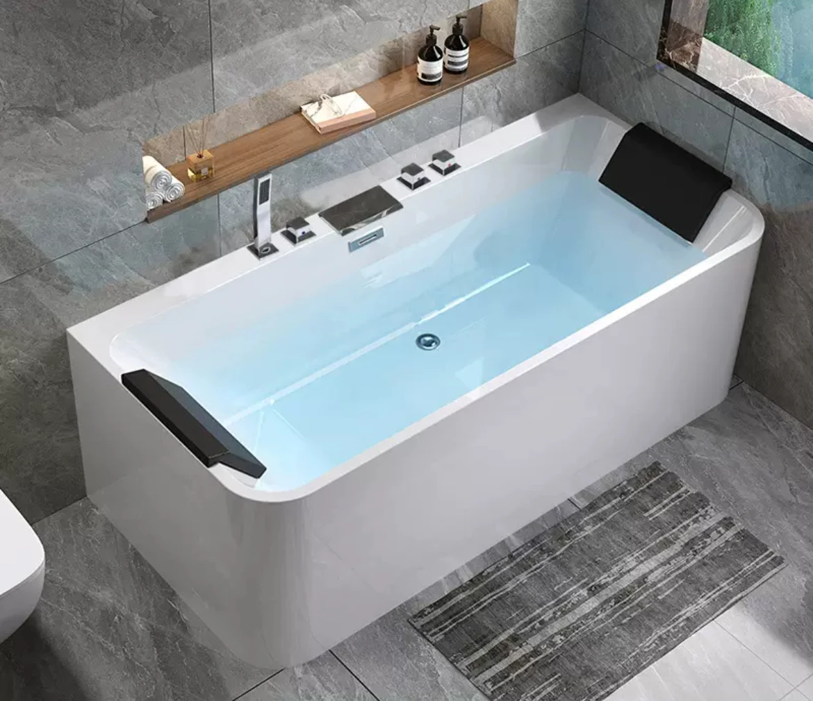 Lizhen-Hwa.Con Bathroom Modern Color Light Electric Freestanding Whirlpool Massage Waterfall Spa Bathtub