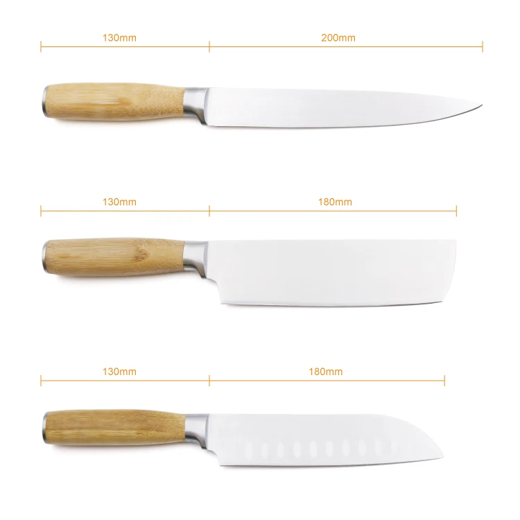 High Quality 7 inch Stainless Steel Santoku Knife with Bamboo Handle Japanese Kitchen Knife