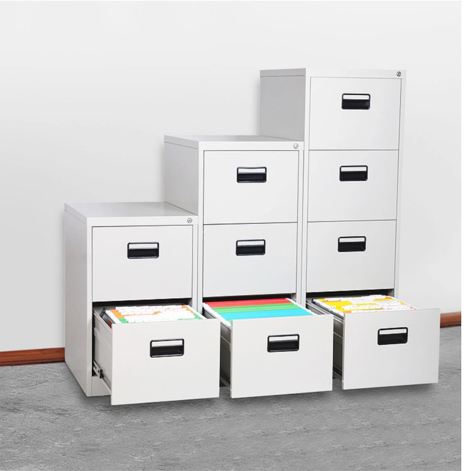 Easy Assemble Office Steel 2 3 4 Drawer Hanging Filing Cabinet With Central Cam Lock
