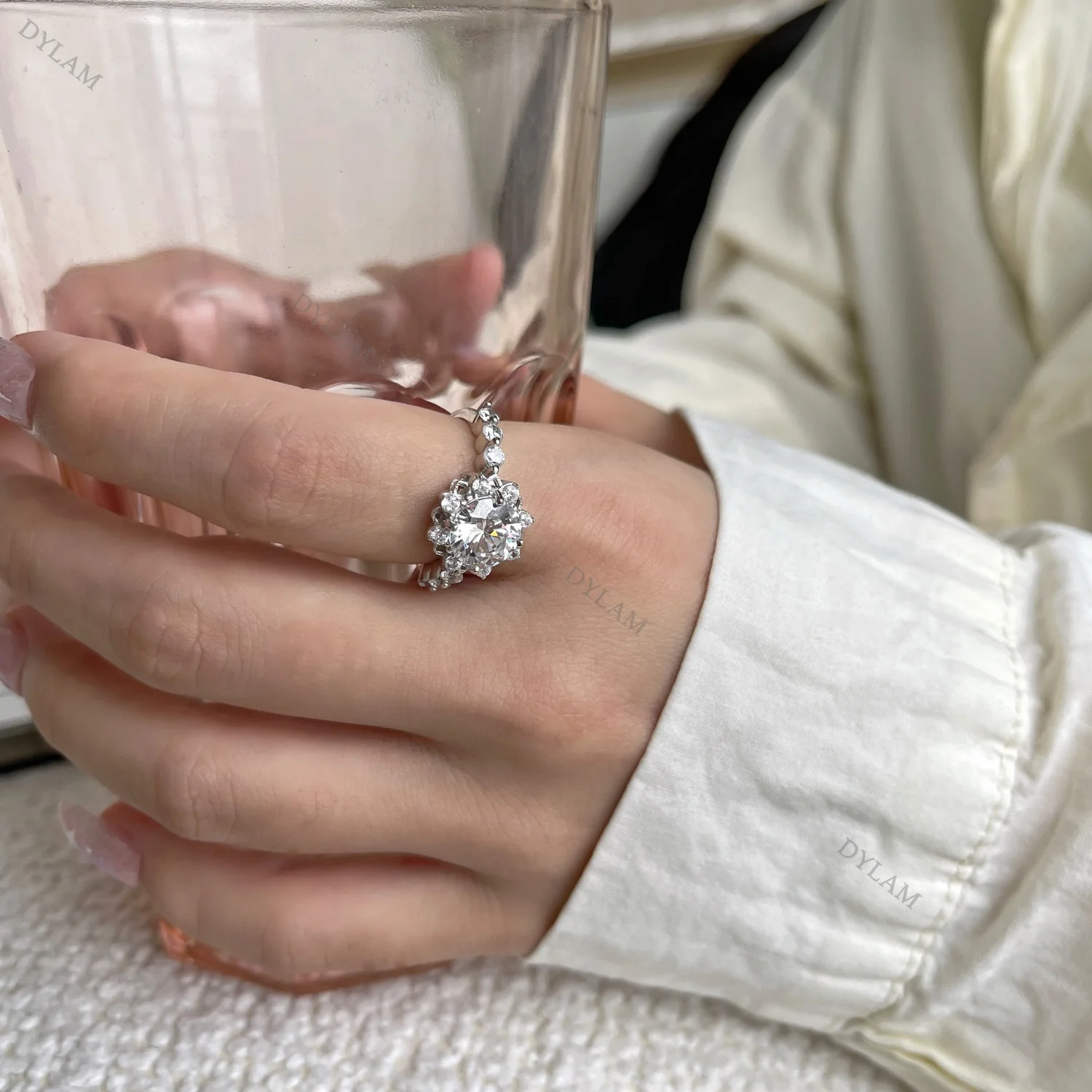 Dylam 925 Silver Engagement Ring Women Rings Luxury Sterling Wedding Set Solid Real Spinning Chunky Ring