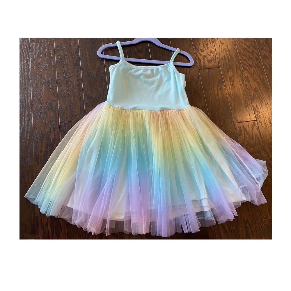 New Design Summer Baby Girl Dress Rainbow unicorn Tutu Dress Evening Party Princess Dress for Kids
