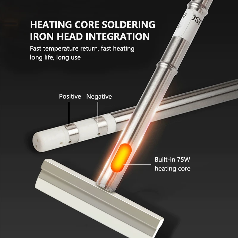 75W quick heat welding head with heating core integrated shovel T12 soldering head