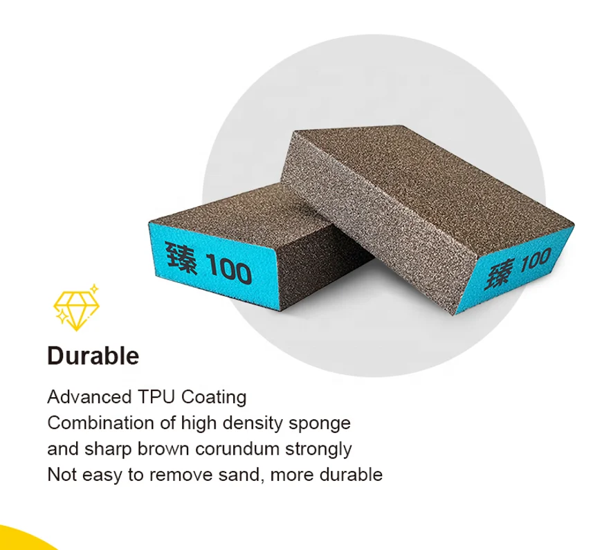 double-sided corundum abrasive hand anti-block sanding sponge block foam for drywall and wood Grinding polishing