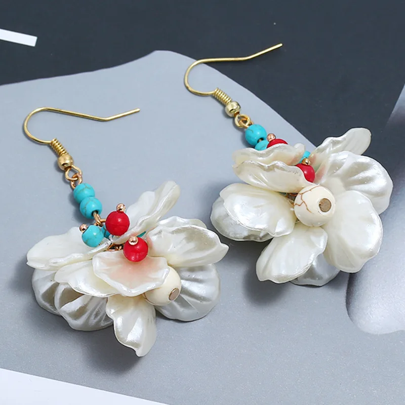 Комплект женских бирюзовых серег Liu Ming, недорогие супер неувядающие серьги с цветочным жемчугом, оптом, 2020