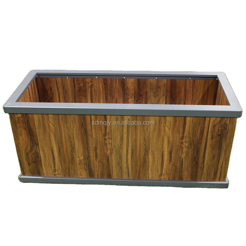 Shopping Mall Public Metal Aluminum Alloy Street Planter Boxes with Bench Municipal Engineering Flower Planter