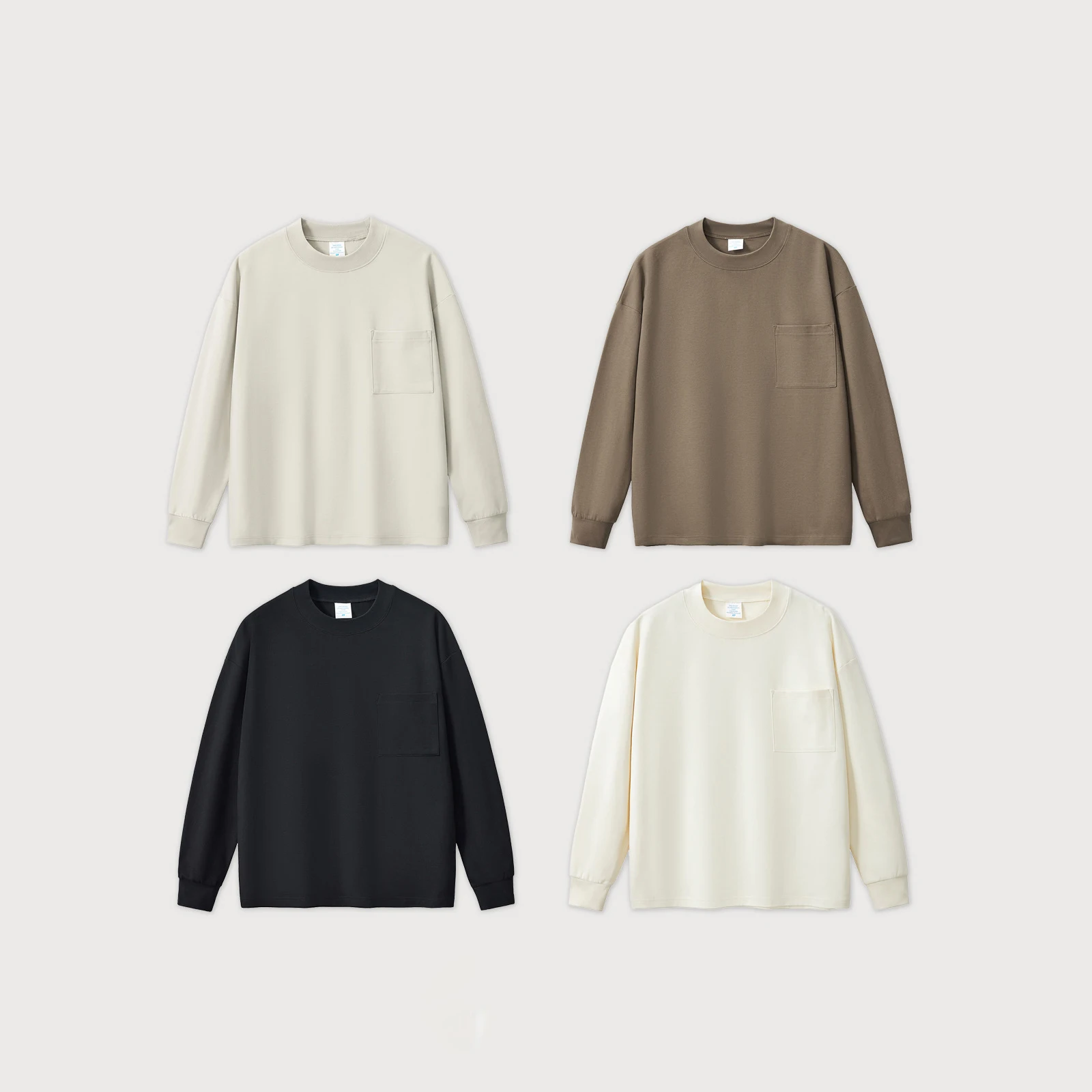 MTL2018 Guangzhou Clothing Manufacturer Custom Streetwear 300 Grams Cotton Blends Pocket T Shirts Long Sleeve T Shirts