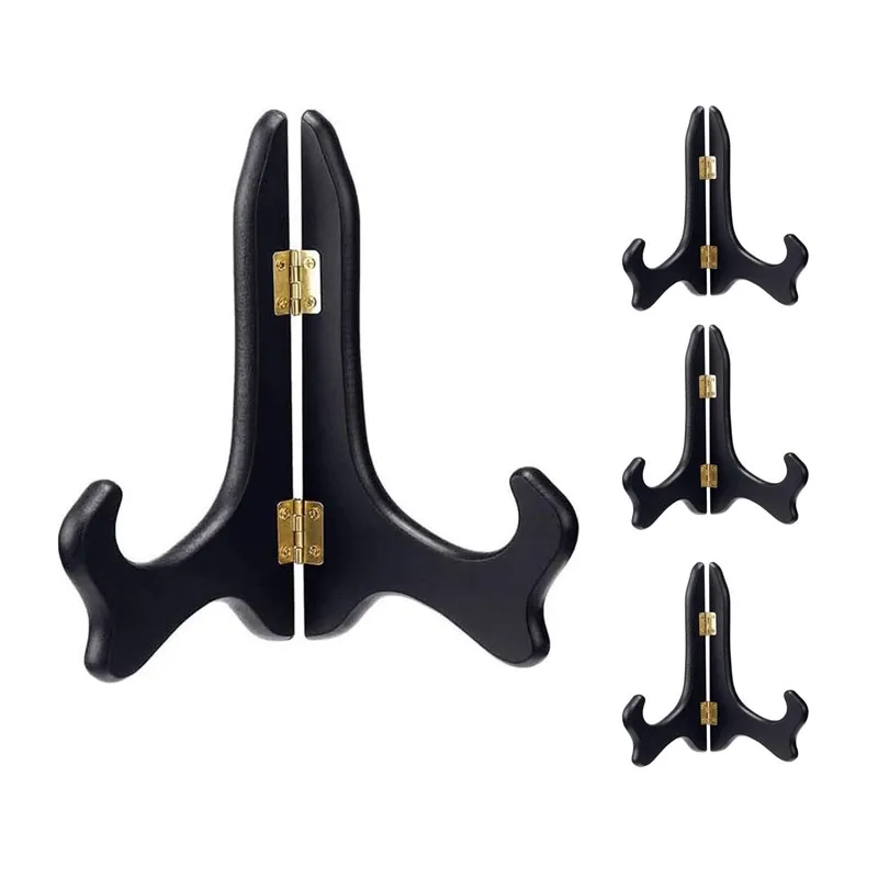 Plate Wood Display Stands Easel Black Wood Holder Decorative Wood Library Decor for Display Picture