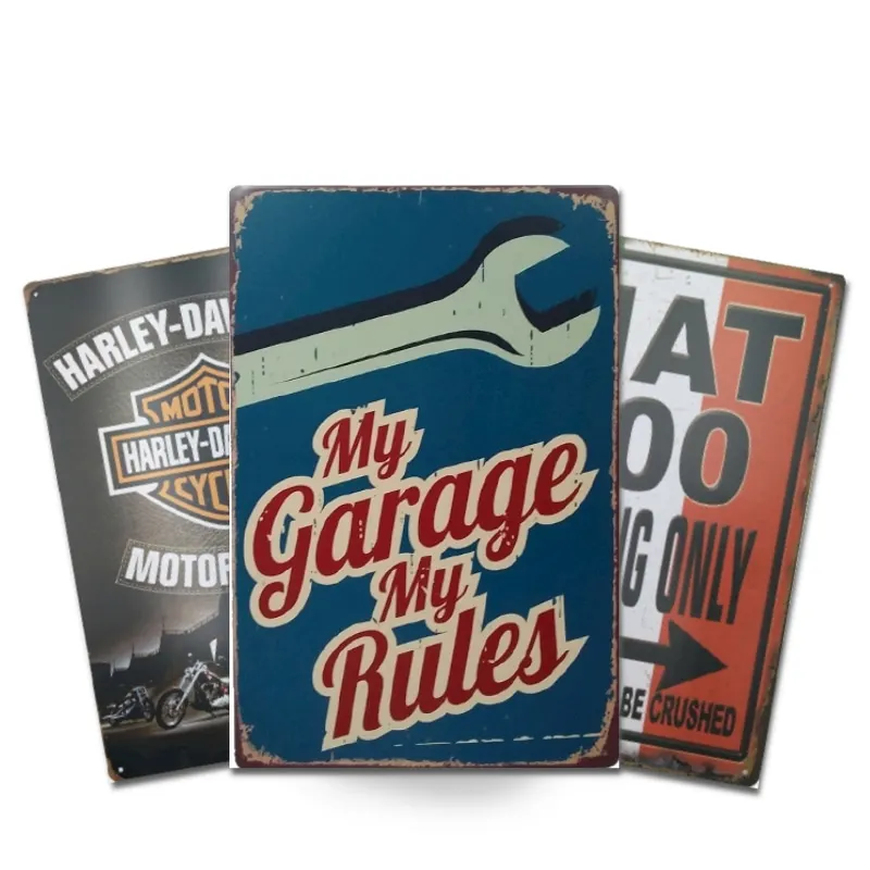 Route 66 vintage tin signs for garage decoration, garage parking signs wall decoration, retro home motorbike tin signs