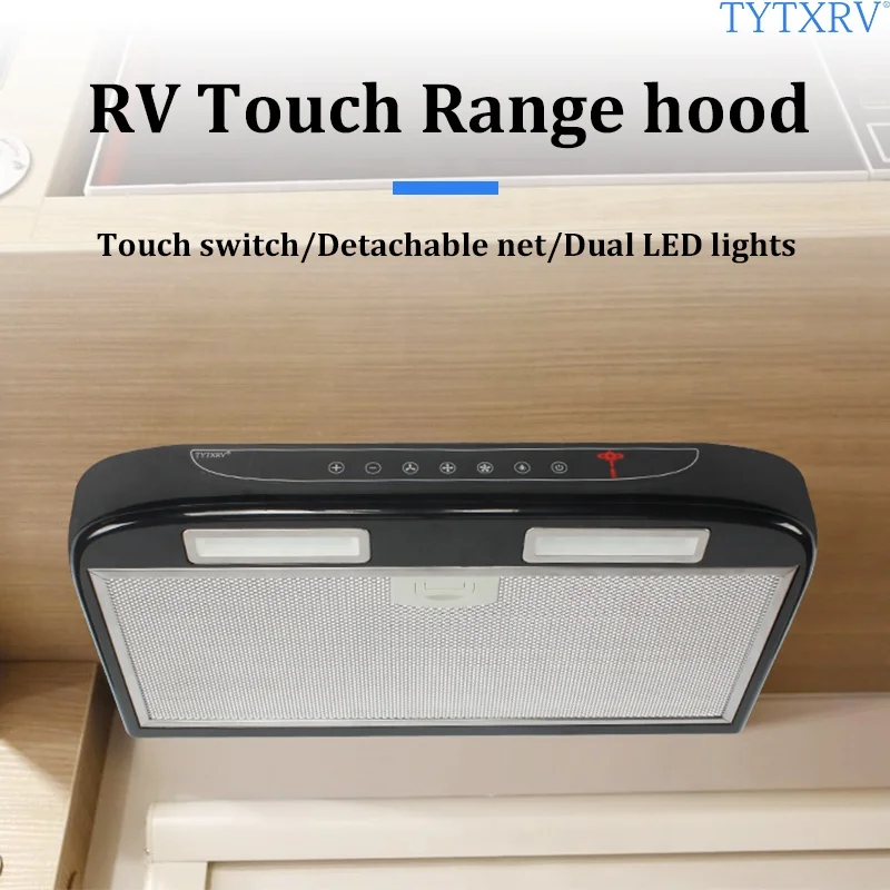 TYTXRV 12V Car Kitchen Range Hood Stainless Steel with LED Light Removable for Cleaning Caravan Motorhome Camper Range Hood
