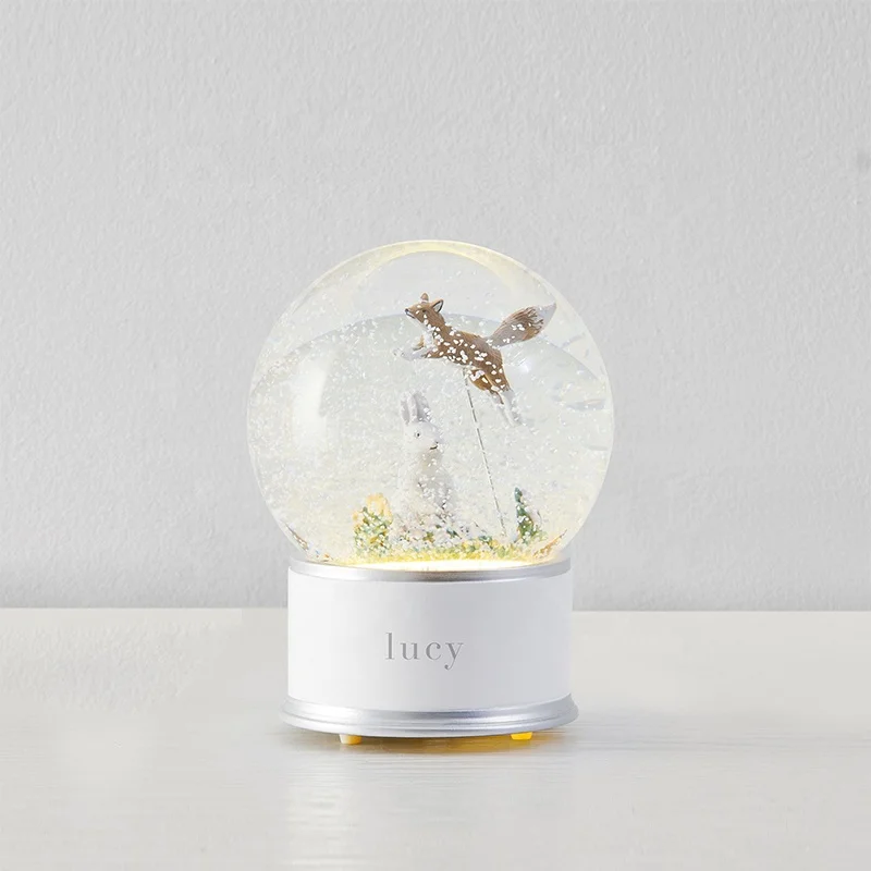 Симпатичные смолы кролик сувениры снежный шар для подарка