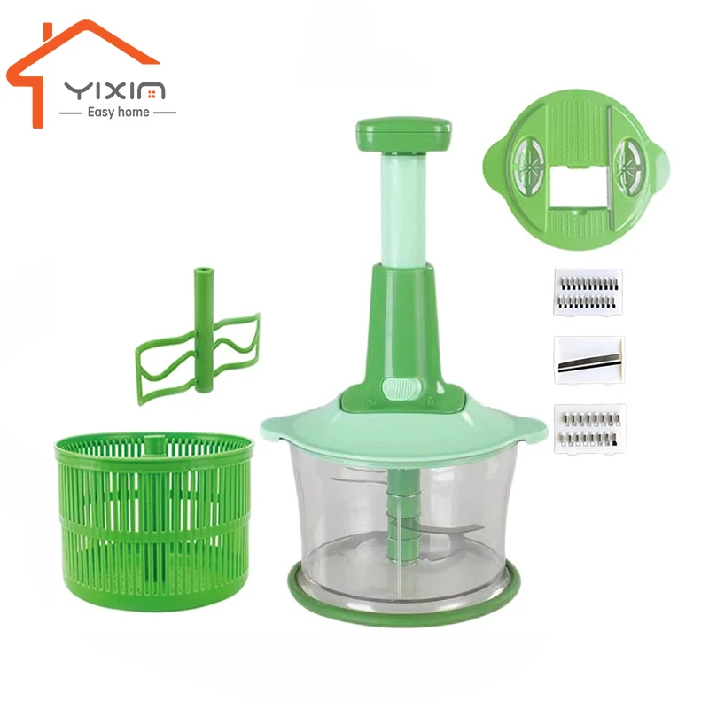 Customization Multifunction Garlic Grinding Plastic Hand-press Down Food cutter vegetable manual push chopper