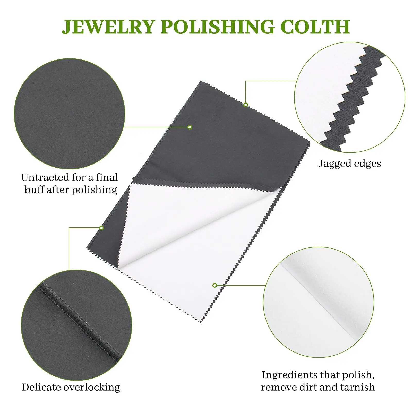 Microfiber Four Layer Silver Polishing Cloth Custom Jewelry Cleaning Cloth for Sterling Silver Jewelry Trays Dish Flatware