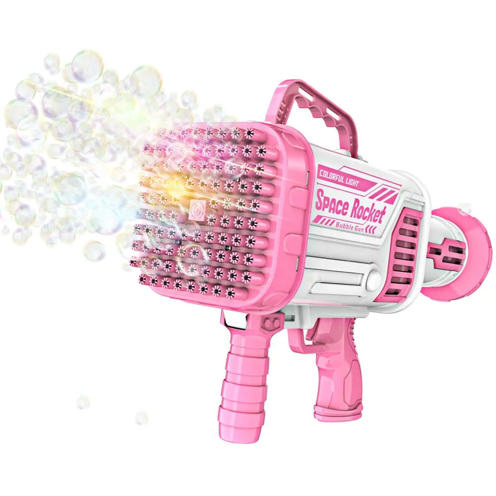 HW 2022 new 92 Holes bazooka light version Rechargeable Electric Blowing bubble gun toy