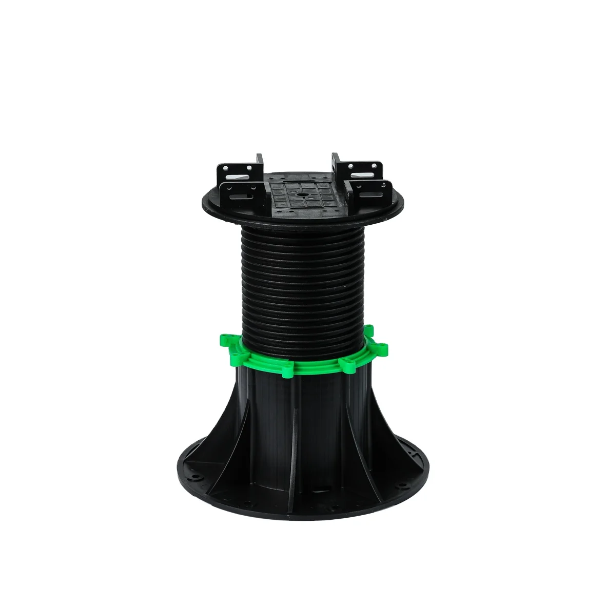 Decking floor support adjustable plastic pedestal and joist
