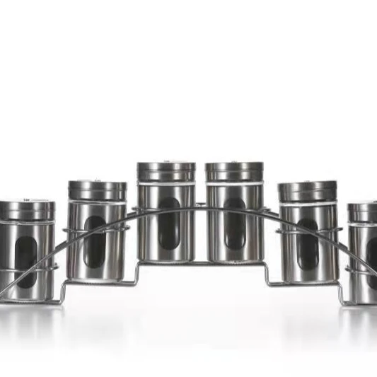 Metal Packaging  Kitchen Storage Container Spice Seasoning Bottle Stainless Steel Spice Can Jar with Clear Window