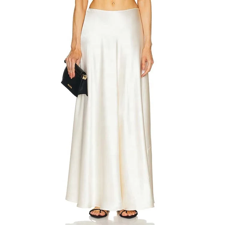 High quality custom 100% silk white luxury elegant skirts for women