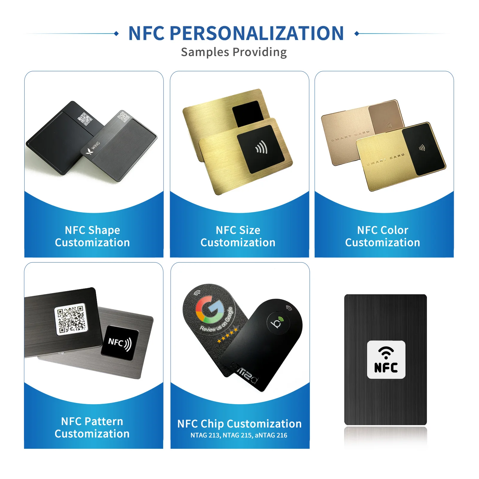 Hot Sell Customized Printing Colored Edge NFC Business Card Smart Chip Metal Nfc Rfid Cards